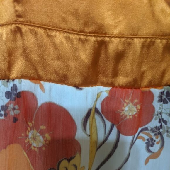 VINTAGE Orange White Summer Dress Size Medium - Picture 6 of 7